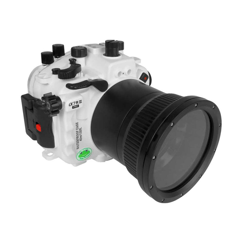 Sony A7R III PRO V.3 Series 40M/130FT Underwater camera housing (Including Flat Long port) Focus gear for FE 90mm / Sigma 35mm included. White