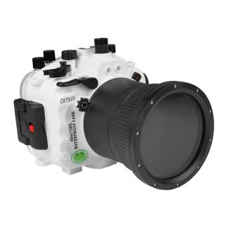 Sony A7S III 40M/130FT Underwater camera housing with Flat Long port Focus gear for Sony FE90mm / Sigma 35mm included.White