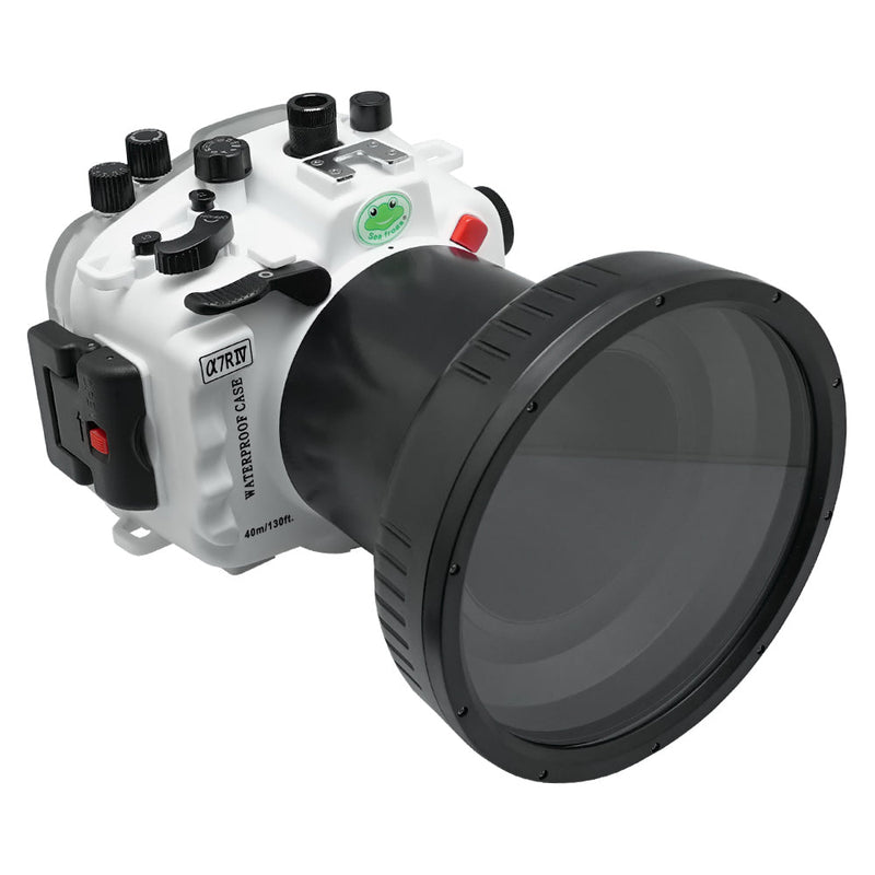 Sony A7R IV 40M/130FT Underwater camera housing with 6" Optical Glass Flat Long Port for Sony FE24-105 F4 (without standard port).White