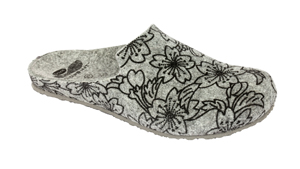 LAYE PRINTED FLORAL FELT WOMENS GREY 38 BIOPRINT MATERIALE TOMAIA FELTRO FODERA TOMAIA SFODERATO SOTTOPIEDE FELTRO SUOLA EVA CALZATA F 1 PAIO AW17