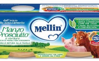 MELLIN OMOGENEIZZATO MANZO PROSCIUTTO CON VERDURE 2 PEZZI X 120 G
