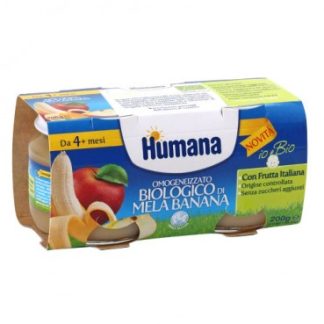 HUMANA OMOGENEIZZATO MELA/BANANA BIO 2 VASETTI 100 G