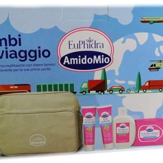 EUPHIDRA AMIDOMIO BORSA BIMBI VIAGGIO GEL POLVERE 50ML + DETERGENTE NON SAPONE 200ML + CREMA IDRATANTE 50ML + SALVIETTINE 20 PEZZI