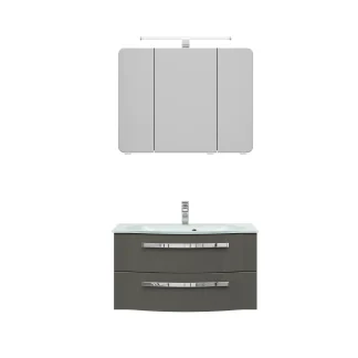Pelipal Badblock Fokus 4005 Lack steingrau Hochglanz, Breite 92 cm