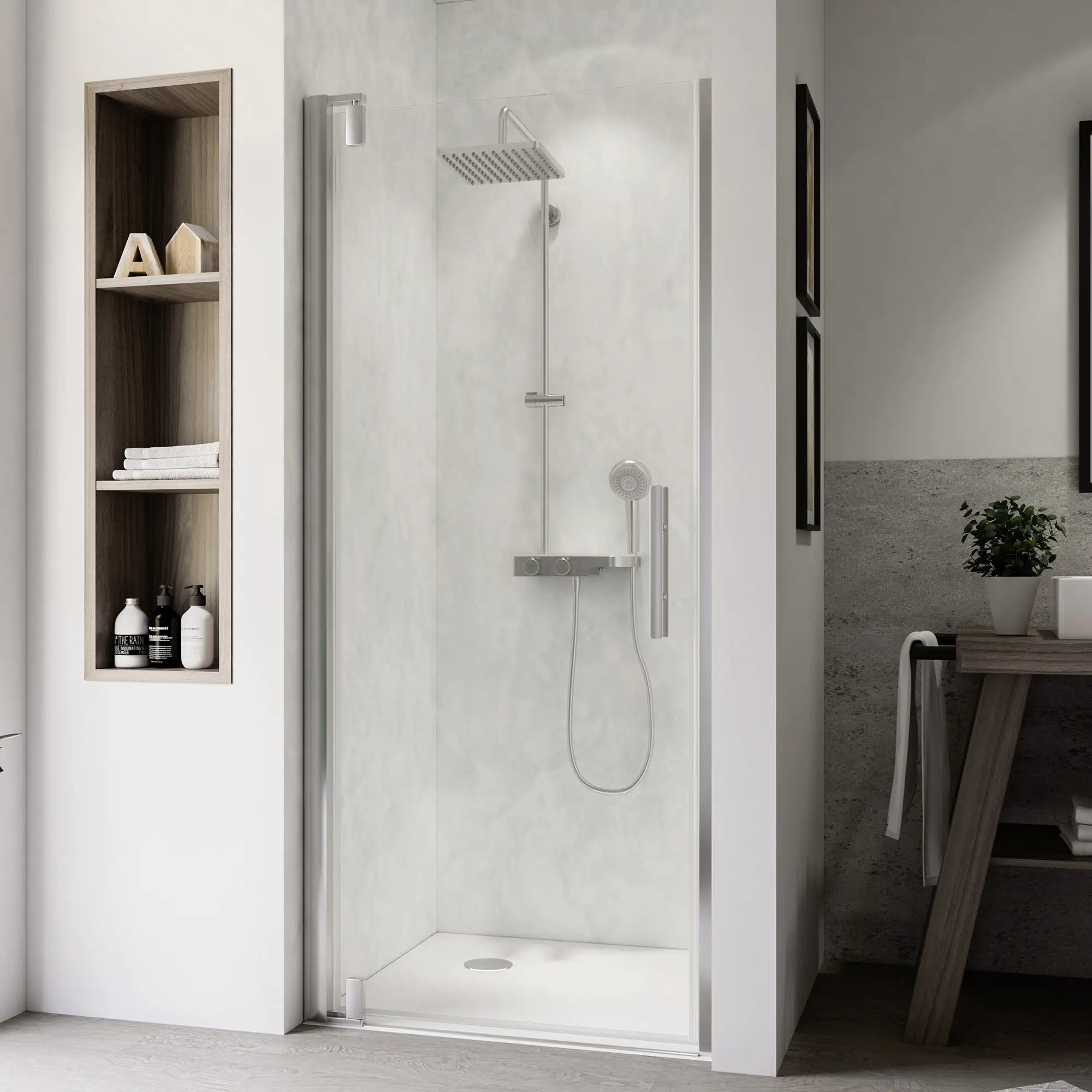 Breuer Europa Design Drehtür für Nische 90 x 200 Alu chrom Anschlag links