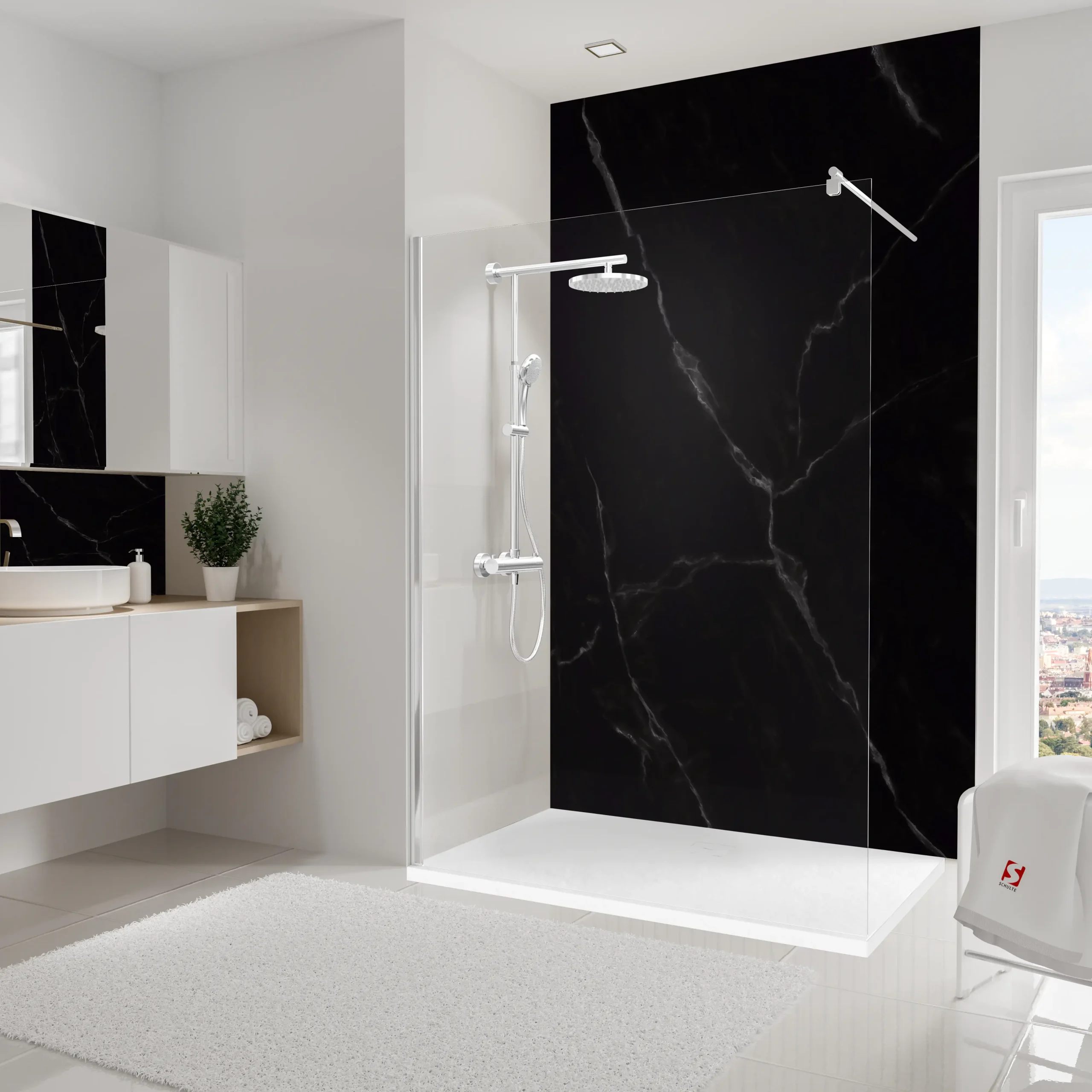 Schulte Duschrückwand Softtouch Stein Marmor-schwarz 150 x 255 cm