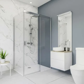 Breuer Duschrückwand Soft-Touch Marmor Schwarz-Weiß Dekor 100 x 210