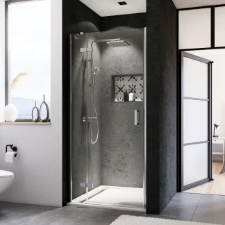 Breuer Panorama Drehtür + Festteil Nische 90 x 200 cm chrom links CER+