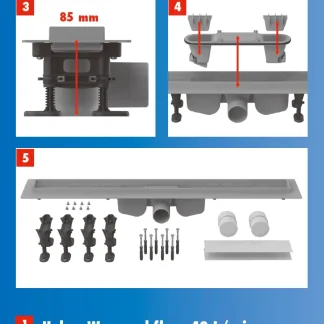 TrendLine Duschrinne 75 cm Kunststoff grau ohne Rost