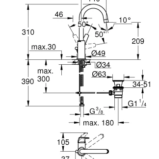 Grohe Start Flow Waschtischarmatur L-Size wasssersparend