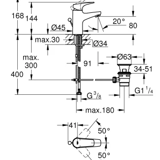 Grohe Start Flow Waschtischarmatur S-Size verchromt, wassersparend mit Schnell-Montage System