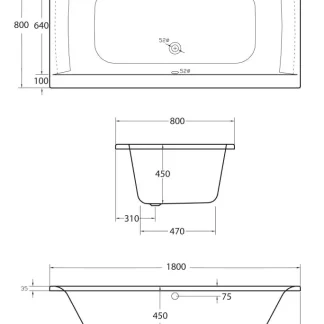 Ottofond Körperformbadewanne Tampico 180 x 80 cm, weiß