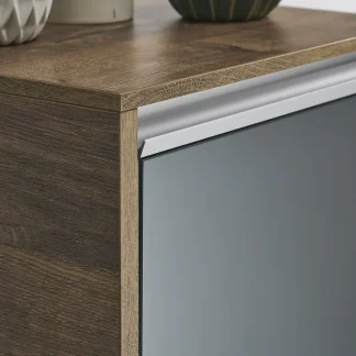 Pelipal Badmöbel-Set 6040 Stahlgrau/Eiche Ribbeck mit Mineralmarmor-Waschtisch 170 cm