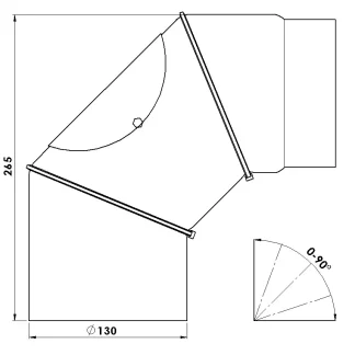 FireFix Ofenrohrbogen 90°, Ø 130 mm, mit Reinigungstür, schwarz