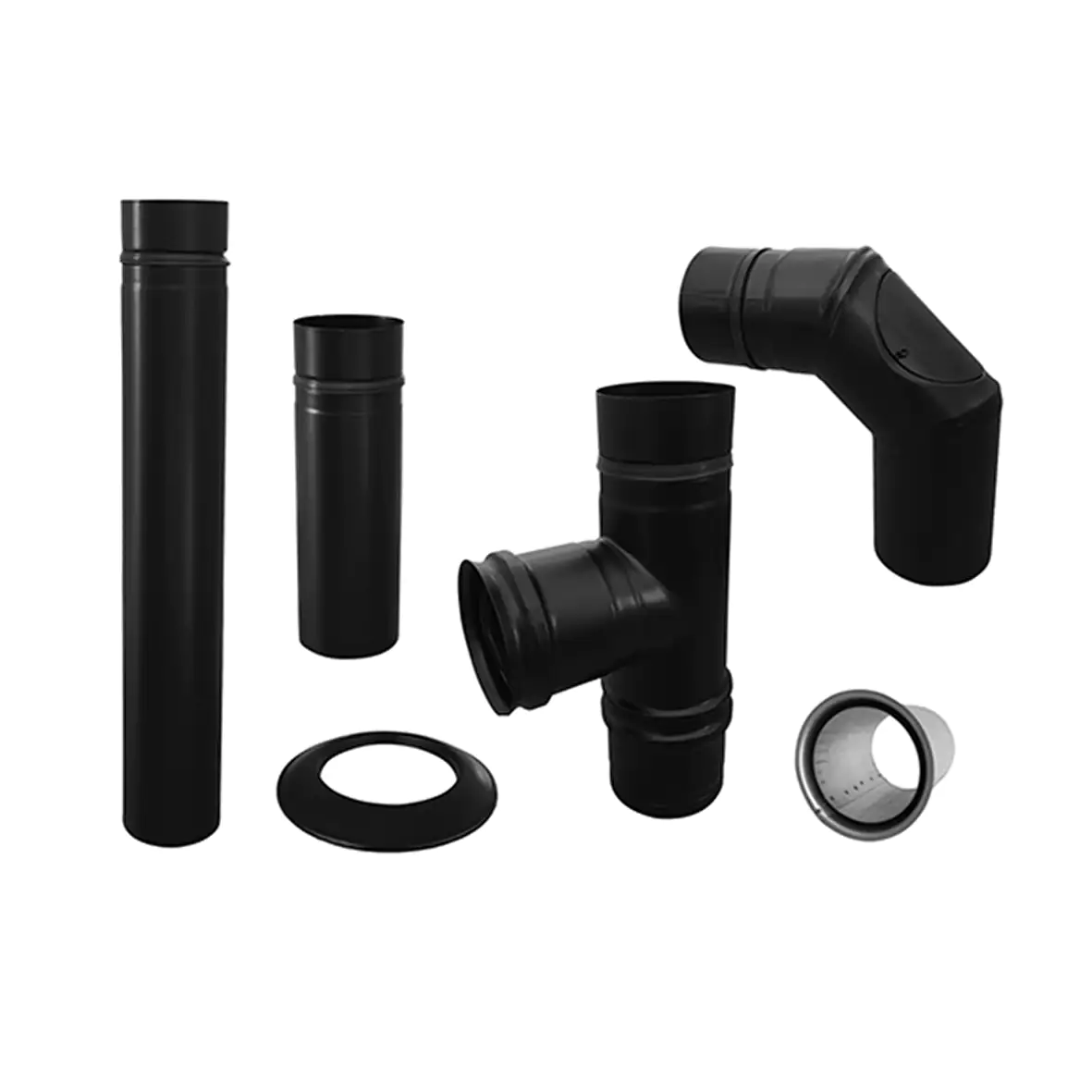 Pelletofenrohr Set schwarz