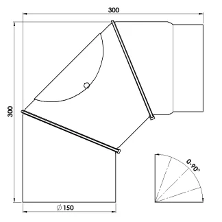 FireFix Ofenrohrbogen 90°, Ø 150 mm, mit Reinigungstür, grau