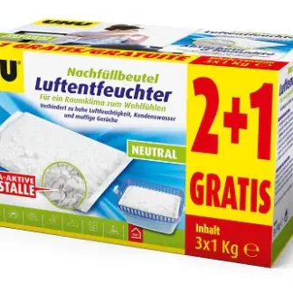 UHU Luftentfeuchter Nachfüllbeutel Sparpack, 3 x 1000 g