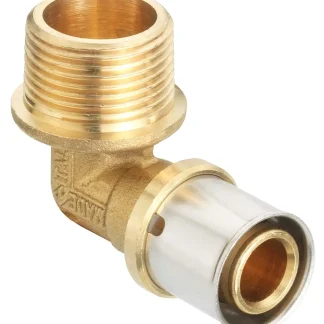 Cornat Press-Winkel 90° komplett Messing/Edelstahl, ø 20 mm, 3/4" AG