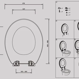 Primaster WC-Deckel mit Absenkautomatik Betonoptik dunkelgrau