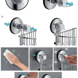 Primaster Duschkorb Octopus eckig Edelstahl 2 Ablagen chrom ohne Bohren