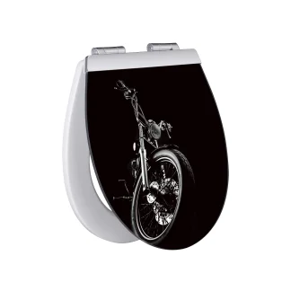 Primaster WC-Deckel mit Absenkautomatik Motorrad weiß und Beleuchtung