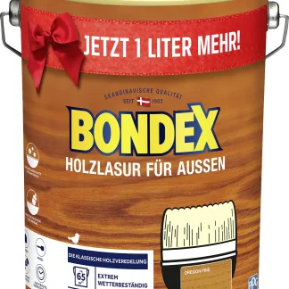 Bondex Holzlasur für Aussen 4+1 l oregon pine/honig Jetzt 1 L mehr !