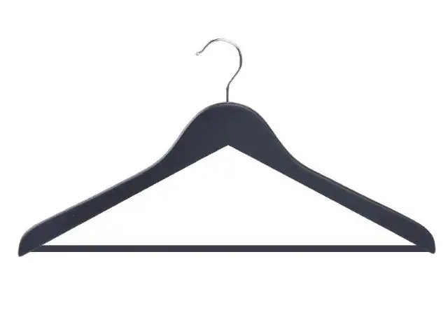 TrendLine Kleiderbügel mit Steg 3 Stück Holz schwarz