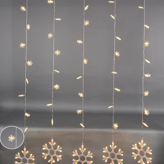 TrendLine LED Lichtervorhang Schneeflocke 2,0 x 1,5 m warmweiß mit Timer