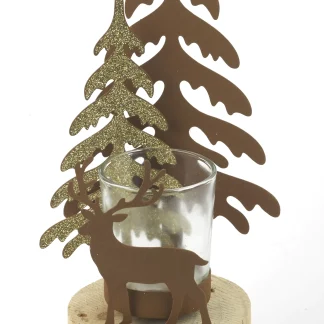 TrendLine Deko Silhouette Wald mit Kerzenhalter 10,5 x 9 x 25 cm