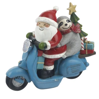 TrendLine Dekofigur Weihnachtsmann auf Motorrad 23,6 x 9,2 x 19,2 cm