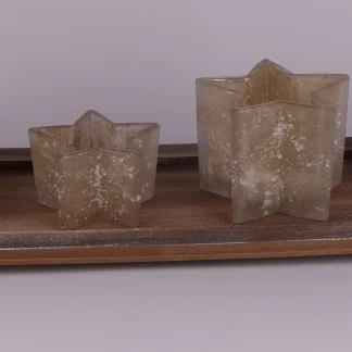 TrendLine Kerzenhalter Set Holztablett + 4 Teelichtgläser