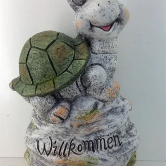 TrendLine Deko Stein mit Schildkröte 27,3 x 16,5 x 43,5 cm