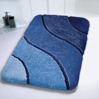 Kleine Wolke Badteppich Wave marineblau, 70 x 120 cm