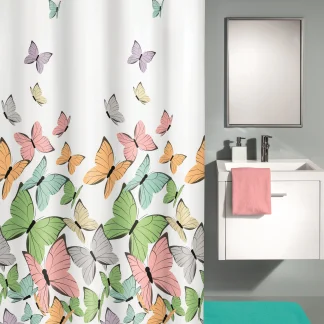 Kleine Wolke Duschvorhang Schmetterling multicolor, 180x200 cm