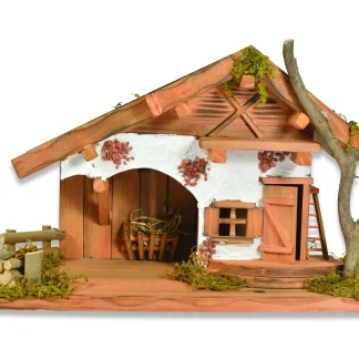 Riffelmacher Krippenstall Buchsalm mit LED-Lampe 40 x 24 x 19 cm