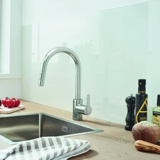 Grohe Spültischarmatur Feel supersteel, mit Handbrause