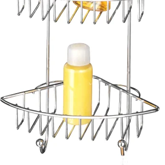 Wenko Eckduschkorb Vacuum-Loc Stahl, chrom, 2 Ablagen