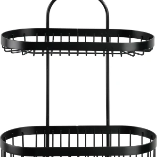 Wenko Duschkorb Bad-Caddy Classic Plus Black, 2 Ablagen und Haken