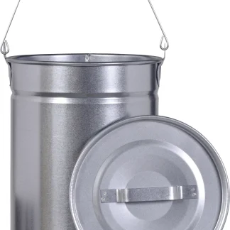 FireFix Ascheeimer mit Deckel Ø 25 cm, Höhe: 30 cm, silber