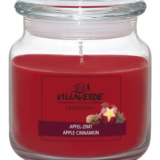 Villa Verde Duftkerze im Glas m. Deckel Apfel-Zimt, Höhe: 10 cm, Ø 10 cm