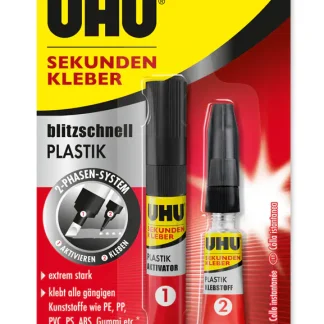 UHU Sekundenkleber Plastik Tube 2 g + Aktivator 3 ml