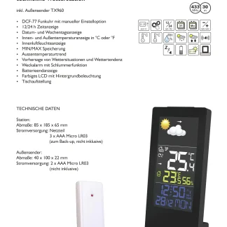 Technoline Wetterstation WS 6446 LED-Display Innen- und Außentemperatur