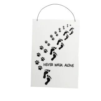 Freese Holz-Schild Never walk alone, weiß/schwarz, 23 x 16 cm