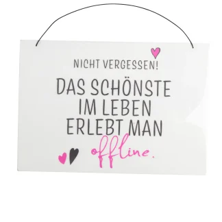 Freese Holz-Schild Nicht vergessen!, weiß/schwarz/rosa, 23 x 16 cm