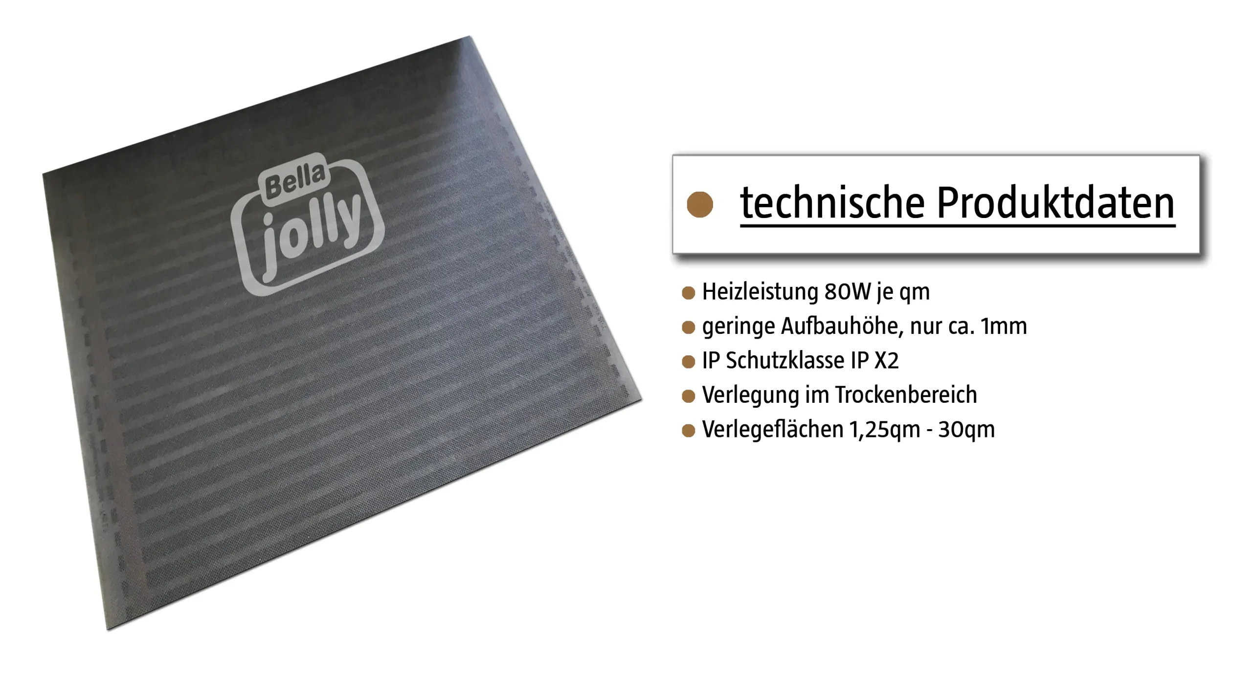 Jollytherm Fußbodenheizung Top-Therm Carbon 2,75m² 220 Watt