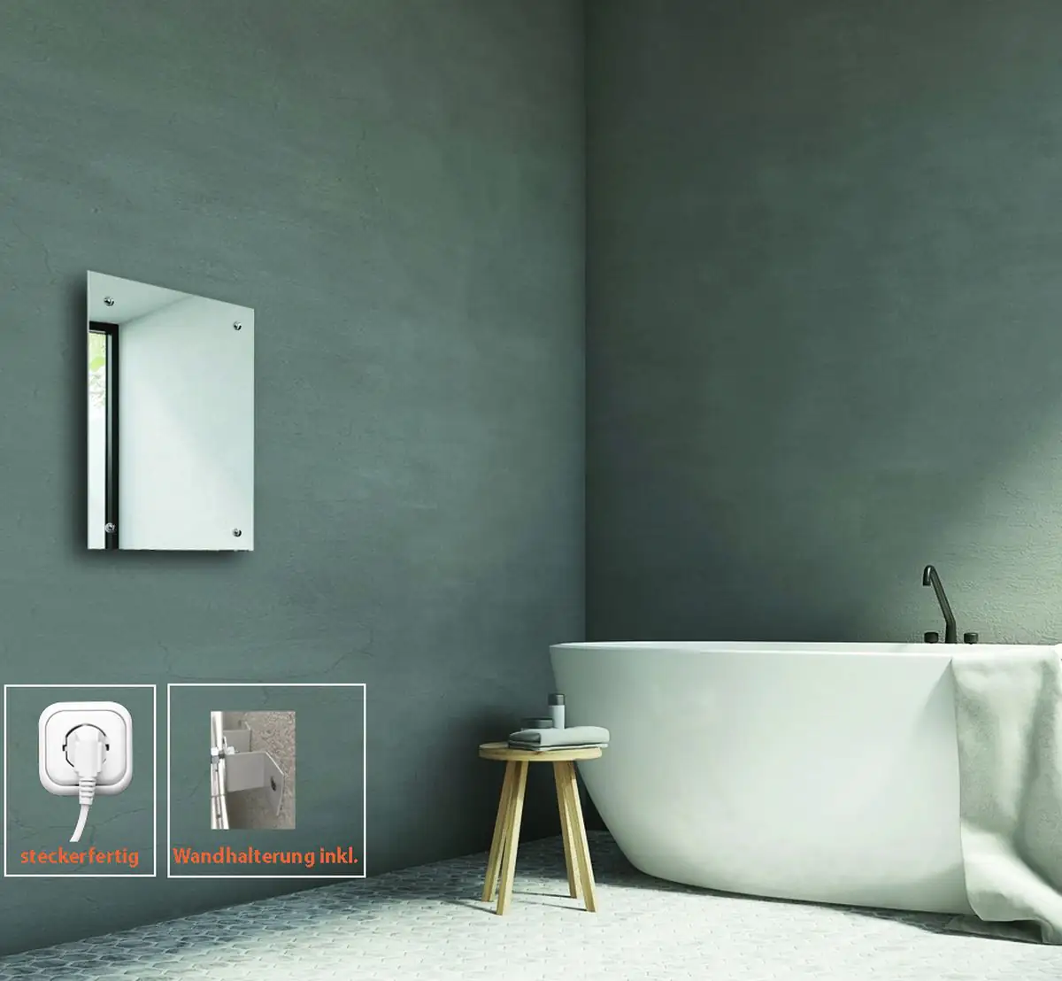 Bella Jolly Infrarot Glasheizkörper 50x50 cm 350 Watt beige-grau