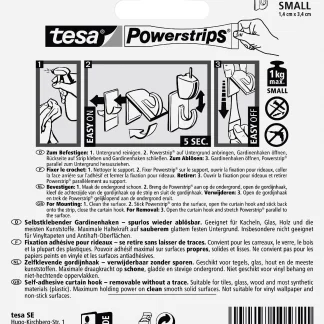 tesa Gardinenhaken Powerstrip 4er-Set, weiß
