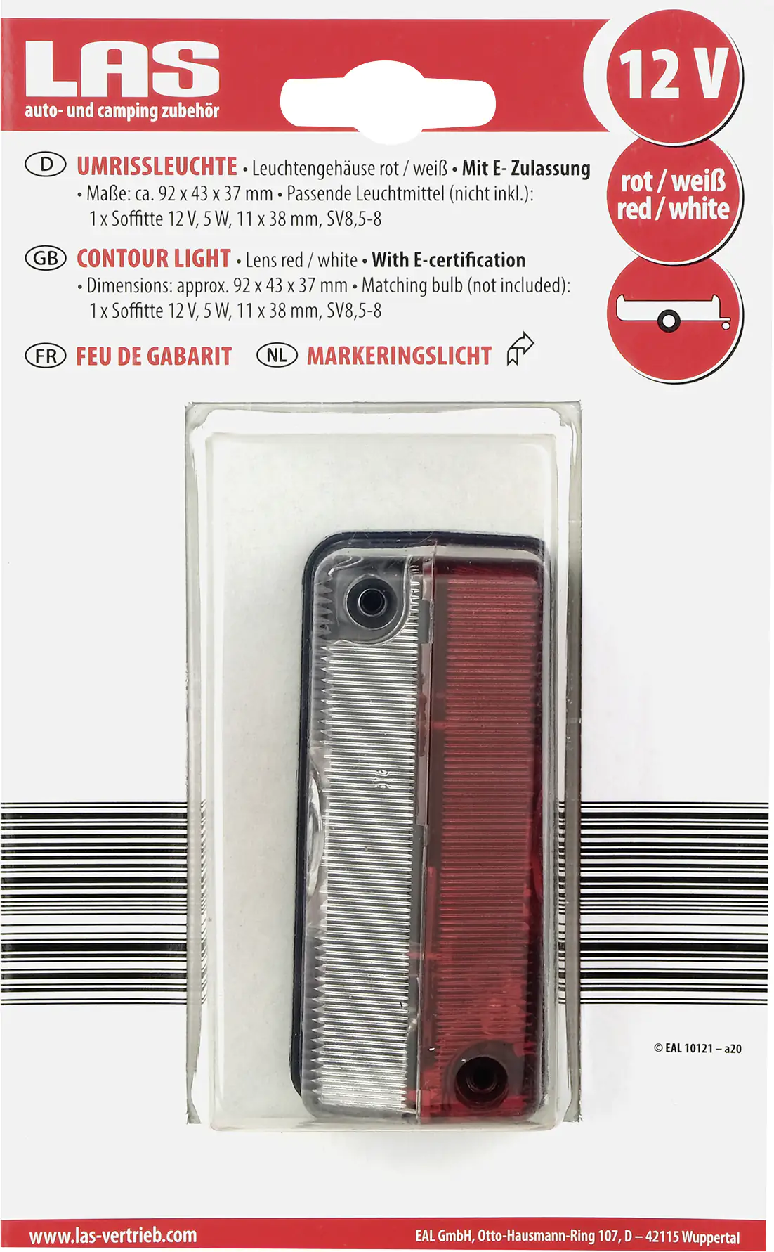 LAS Umrissleuchte eckig rotes und weißes Licht