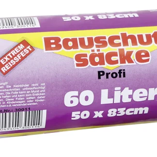 Bauschuttsäcke 60 L ca. 158 my, transluzent 500 x 830 mm, LDPE, 5 Stück/Rolle