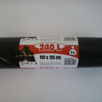 Müllsäcke 240 L 1000 x 1250 mm schwarz, 5 Stück, LDPE ca. 50 mµ